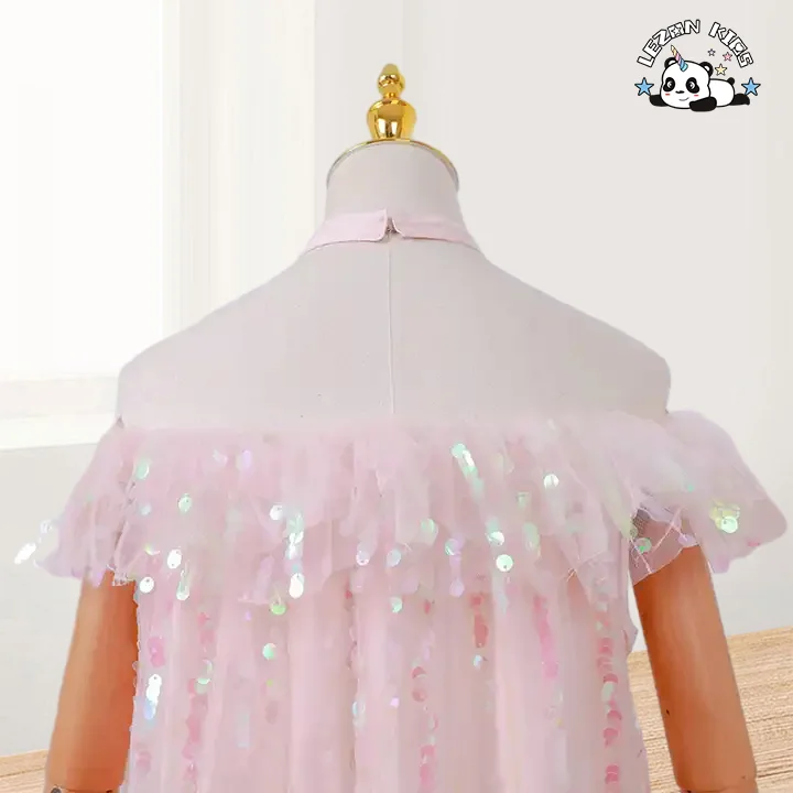 LEZONKIDS - OEM Girls Formal Dress Kids Lace Party  Evening Party Princess Dress Sequin Mesh Dress For Kids